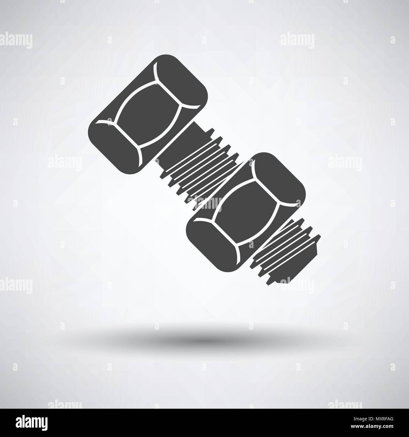 Icon of bolt and nut on gray background, round shadow. Vector ...