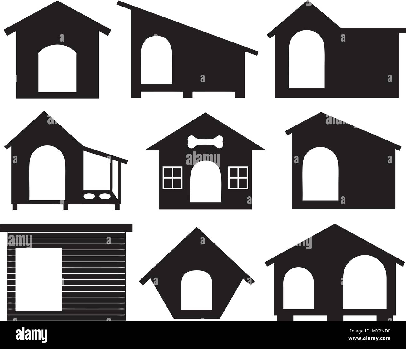 Set of different dog houses isolated on white Stock Vector Image & Art