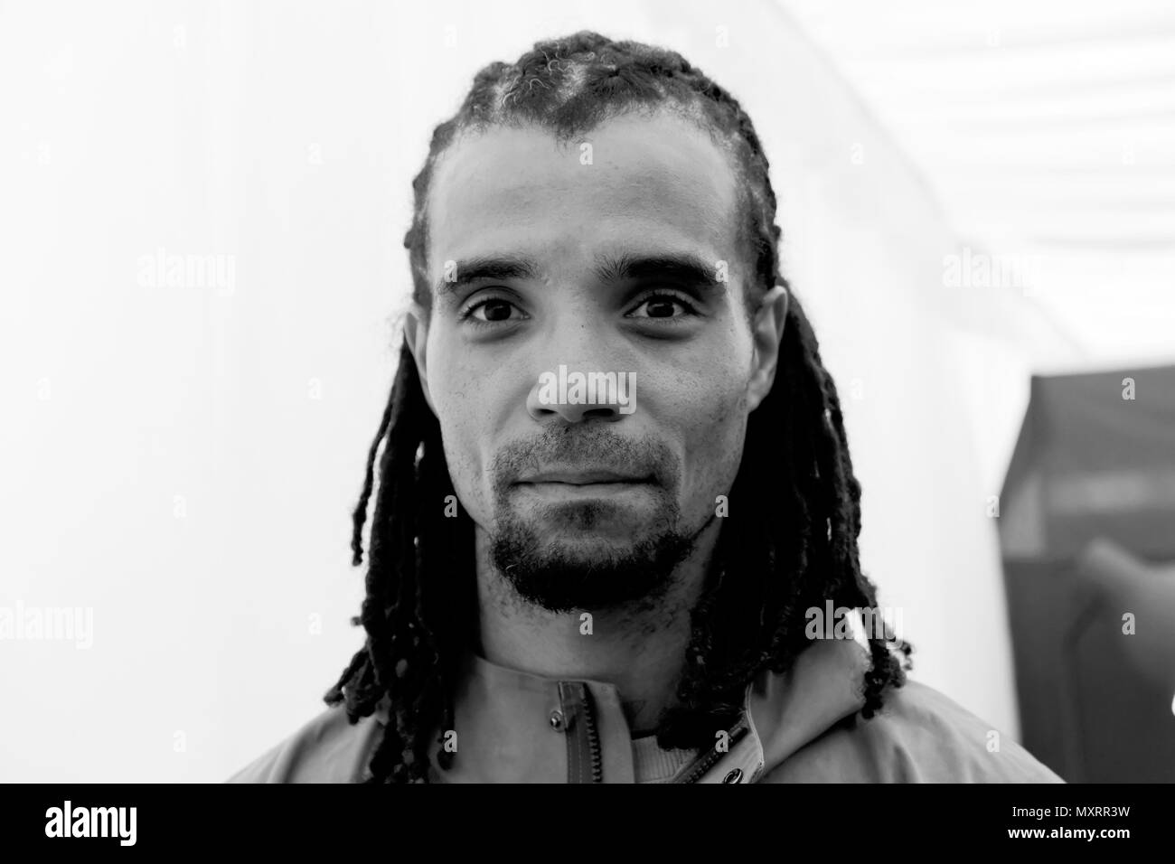 Akala portrait of author at the Hay Festival UK bookstore book  'Natives: Race and Class in the Ruins of Empire'   May 2018 Hay-on-Wye  KATHY DEWITT Stock Photo