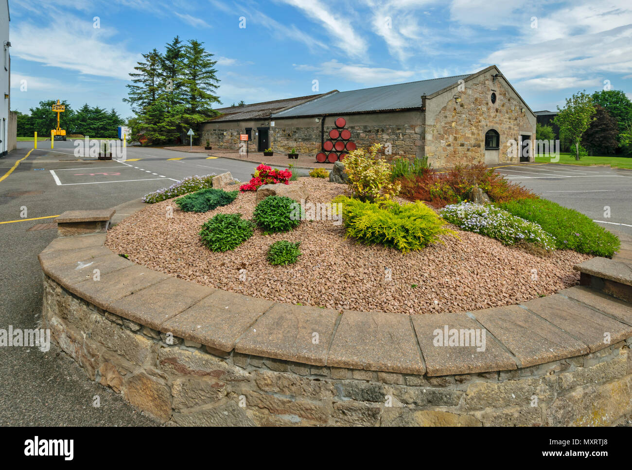 ROYAL BRACKLA WHISKY DISTILLERY CAWDOR ESTATE NAIRN SCOTLAND OUTER BUILDINGS AND SMALL ROUND