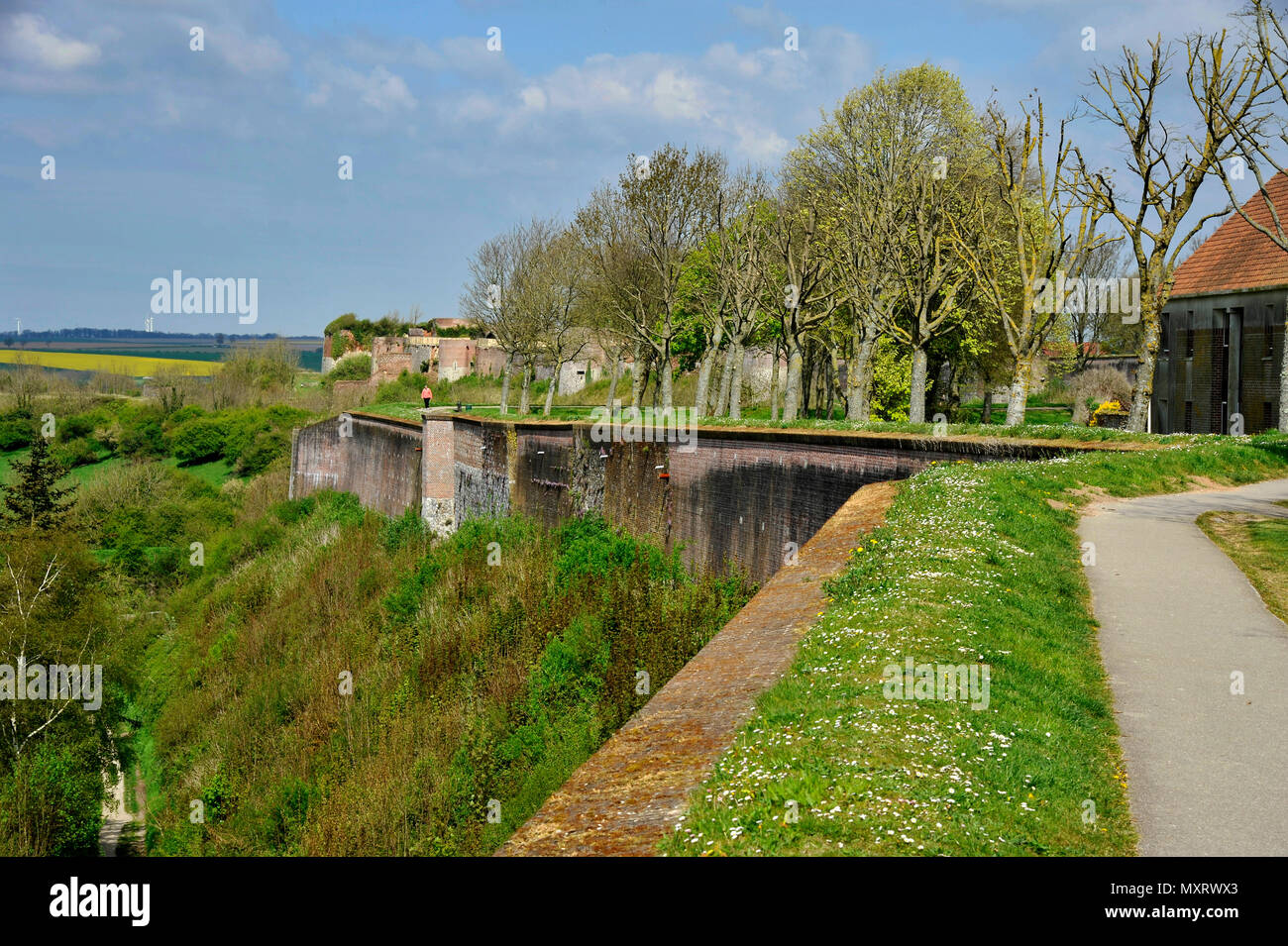 Montreuil-sur-Mer (northern France). The fortified city Ramparts of the medieval citadel transformed by Vauban surrounding the upper city and stretchi Stock Photo