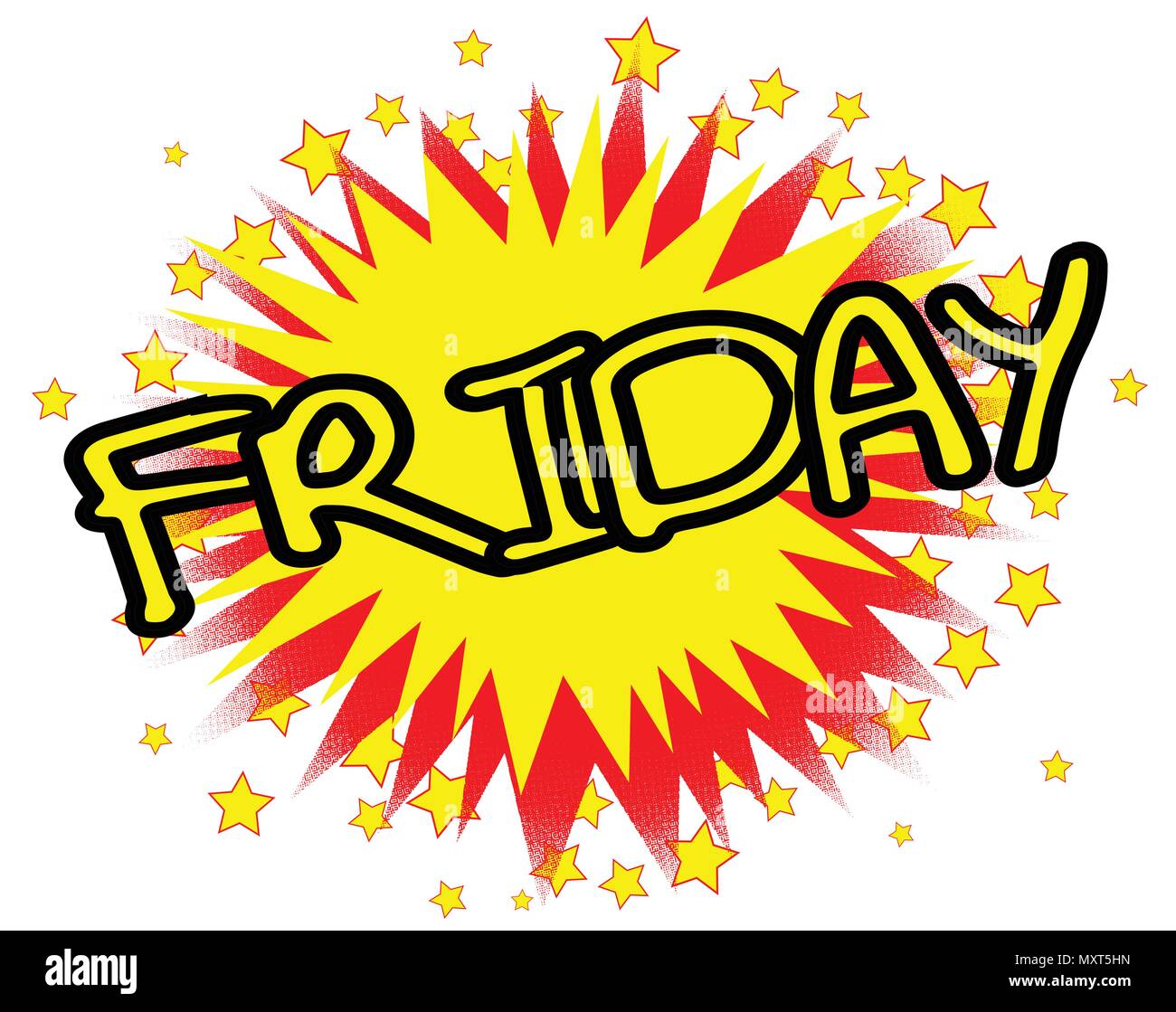 A cartoon style Friday splash explosive motif over a white background Stock Vector