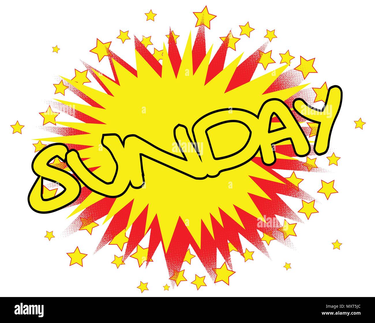 A cartoon style Sunday splash explosive motif over a white background Stock Vector