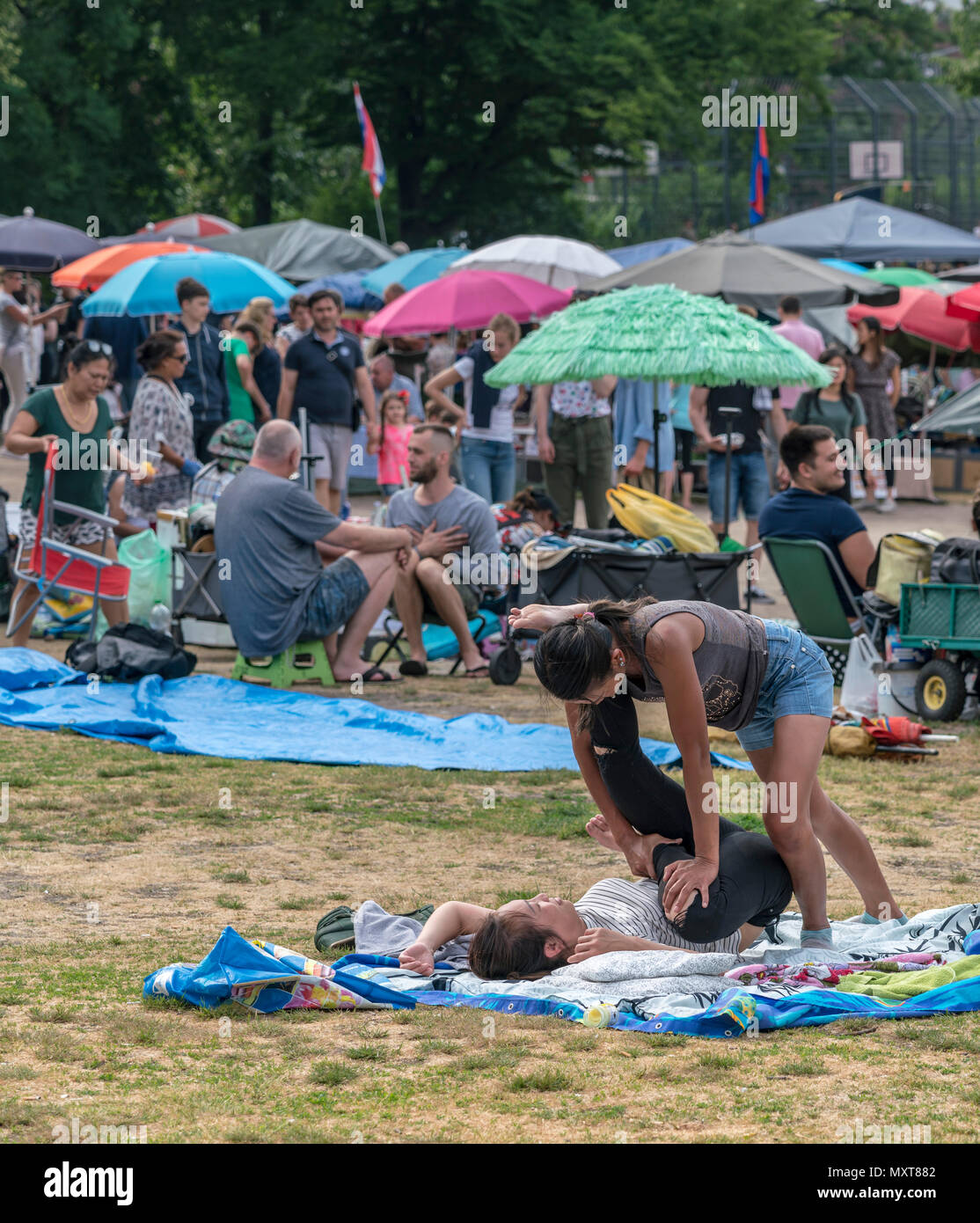 Thai food market in public park , Preussenpark, Berlin, Germany Thai