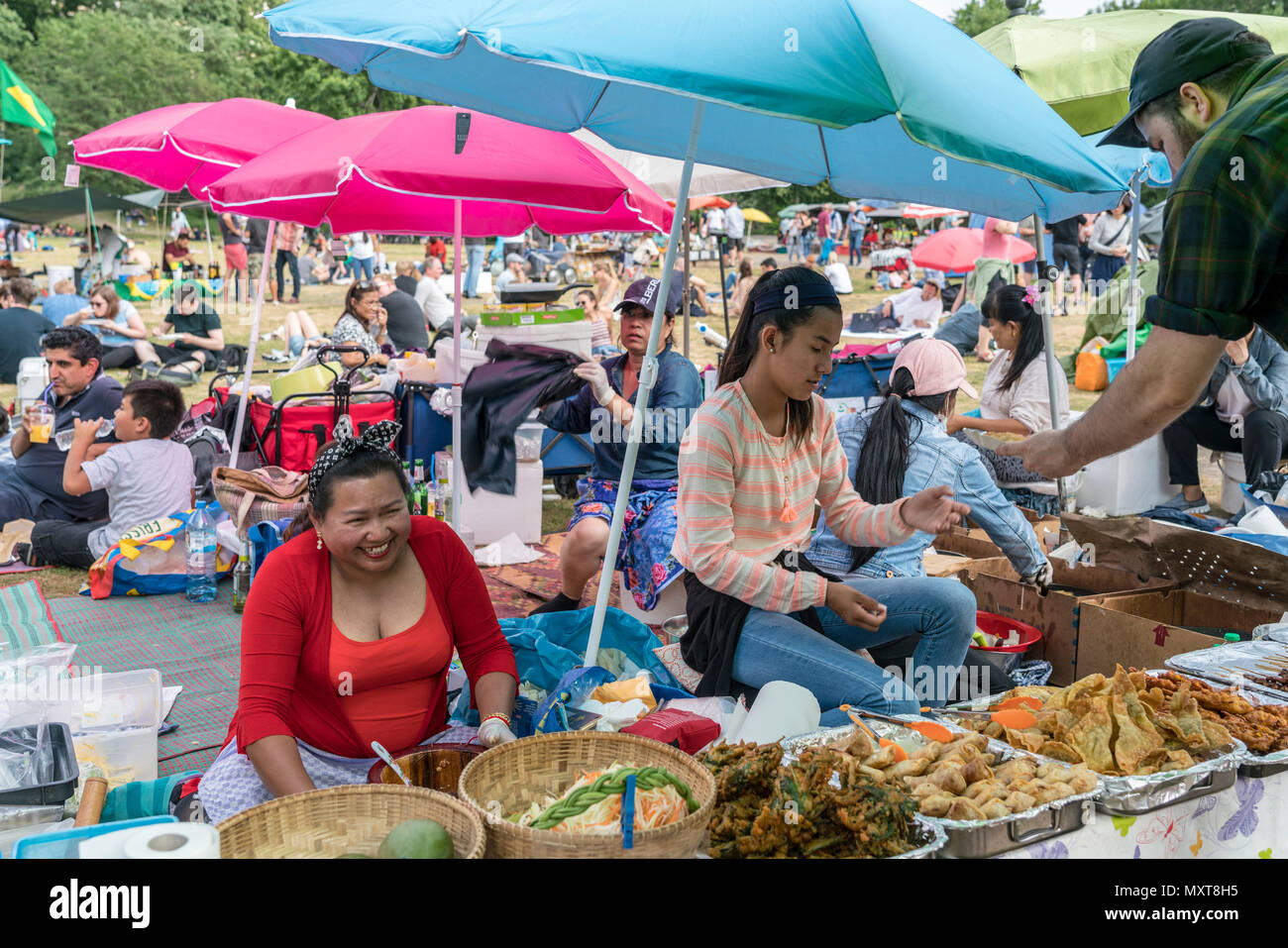 Thai food market in public park , Preussenpark, Berlin, Germany Thai