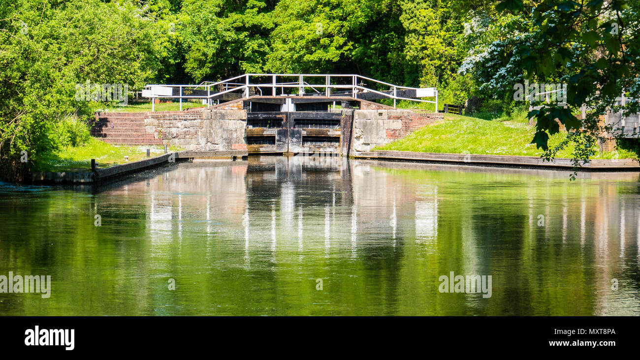 Bulls Lock, River Kennet, Newbury, Berkshire, England, UK, GB. Stock Photo