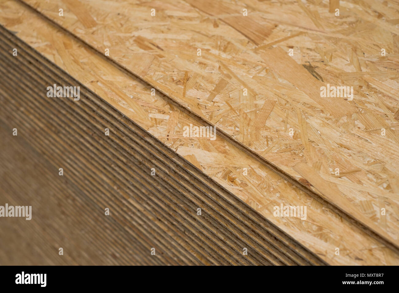 chipboard ,  plywood  - construction wood, osb panel - Stock Photo