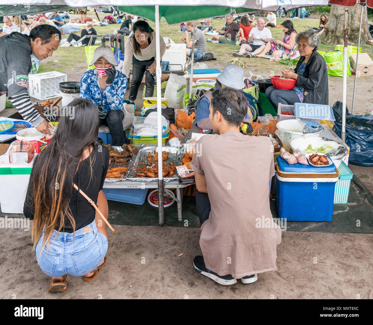 Thai food market in public park , Preussenpark, Berlin, Germany Thai