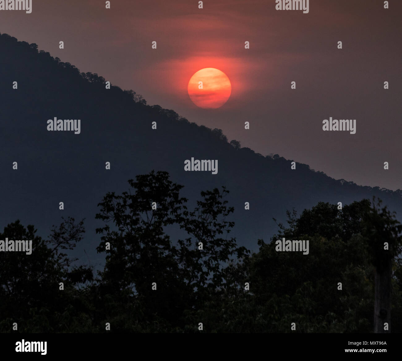 Sunset, Nong Ping, Laos Stock Photo