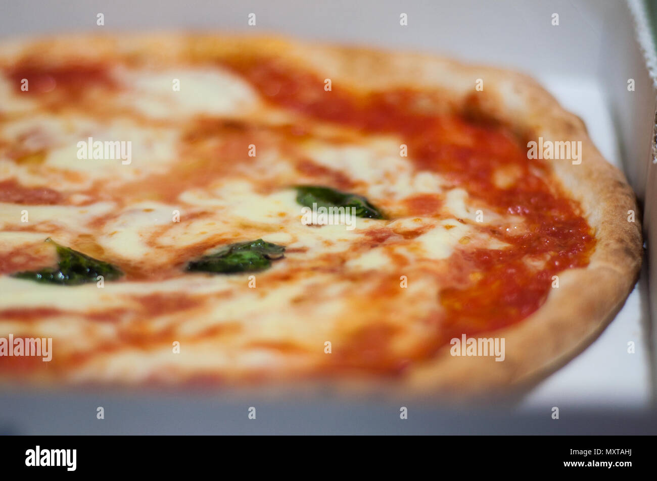 Close up an a delicious Neapolitan Pizza Margharita Stock Photo