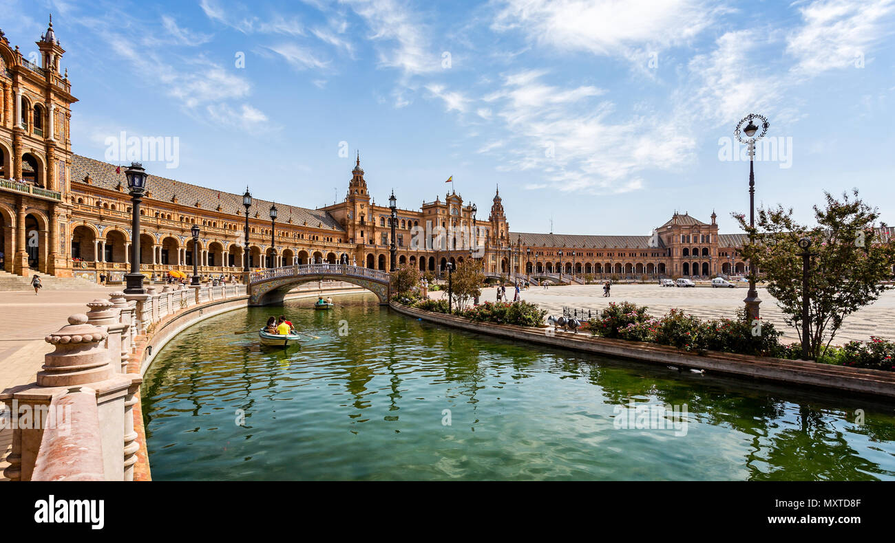 Spanish plaza taken in Seville, Spain on 24 September 2015 Stock Photo