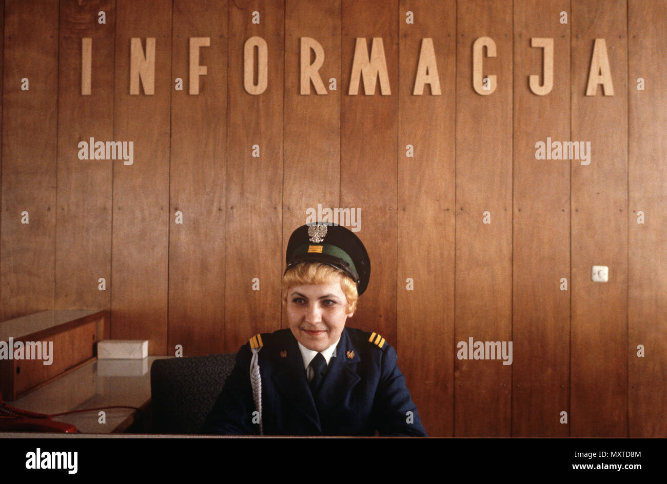 Receptionist at the URSUS tractor factory, Lubln, Poland Stock Photo