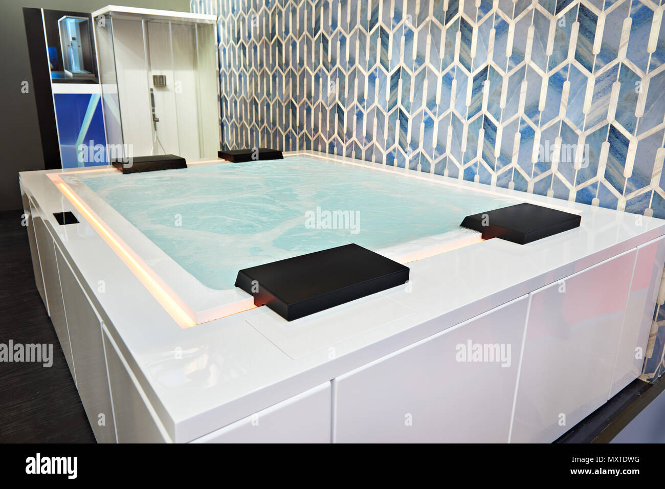 Interior of luxury apartment, comfortable bathroom with jacuzzi Stock Photo  - Alamy