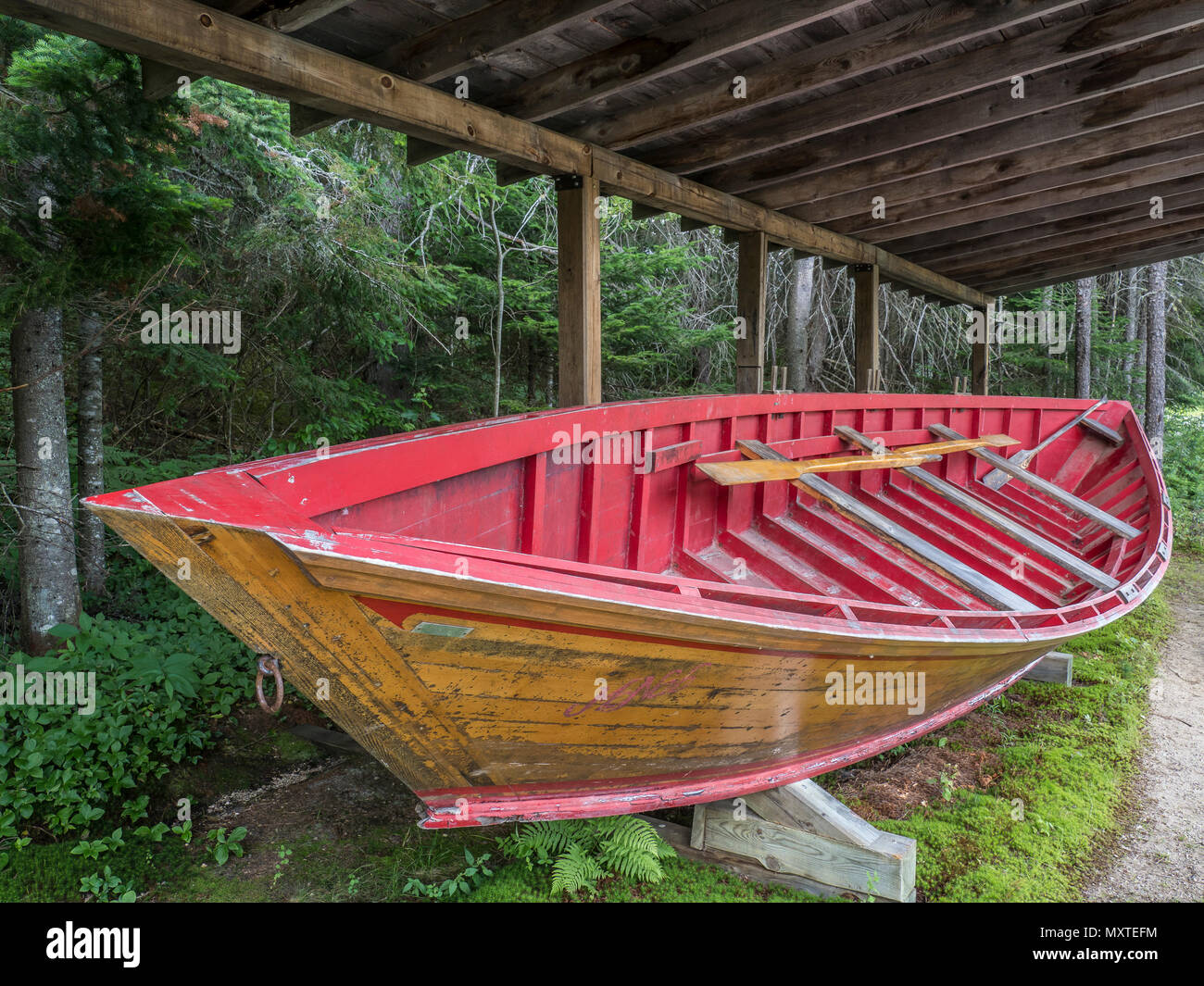 Pointer boat, Algonquin Logging Museum, Algonquin Provincial Park, Ontario, Canada. Stock Photo