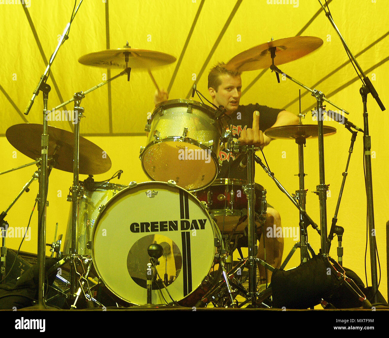 ATLANTA, GA - MAY 18: Tre Cool of Green Day performs at Lakewood Amphitheatre in Atlanta, Georgia on May 18, 2002.   Credit: Chris McKay / MediaPunch Stock Photo