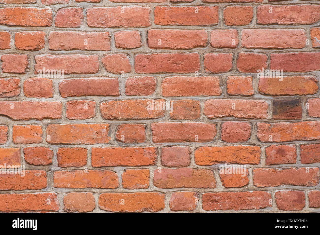 closeup to red brick wall background texture Stock Photo