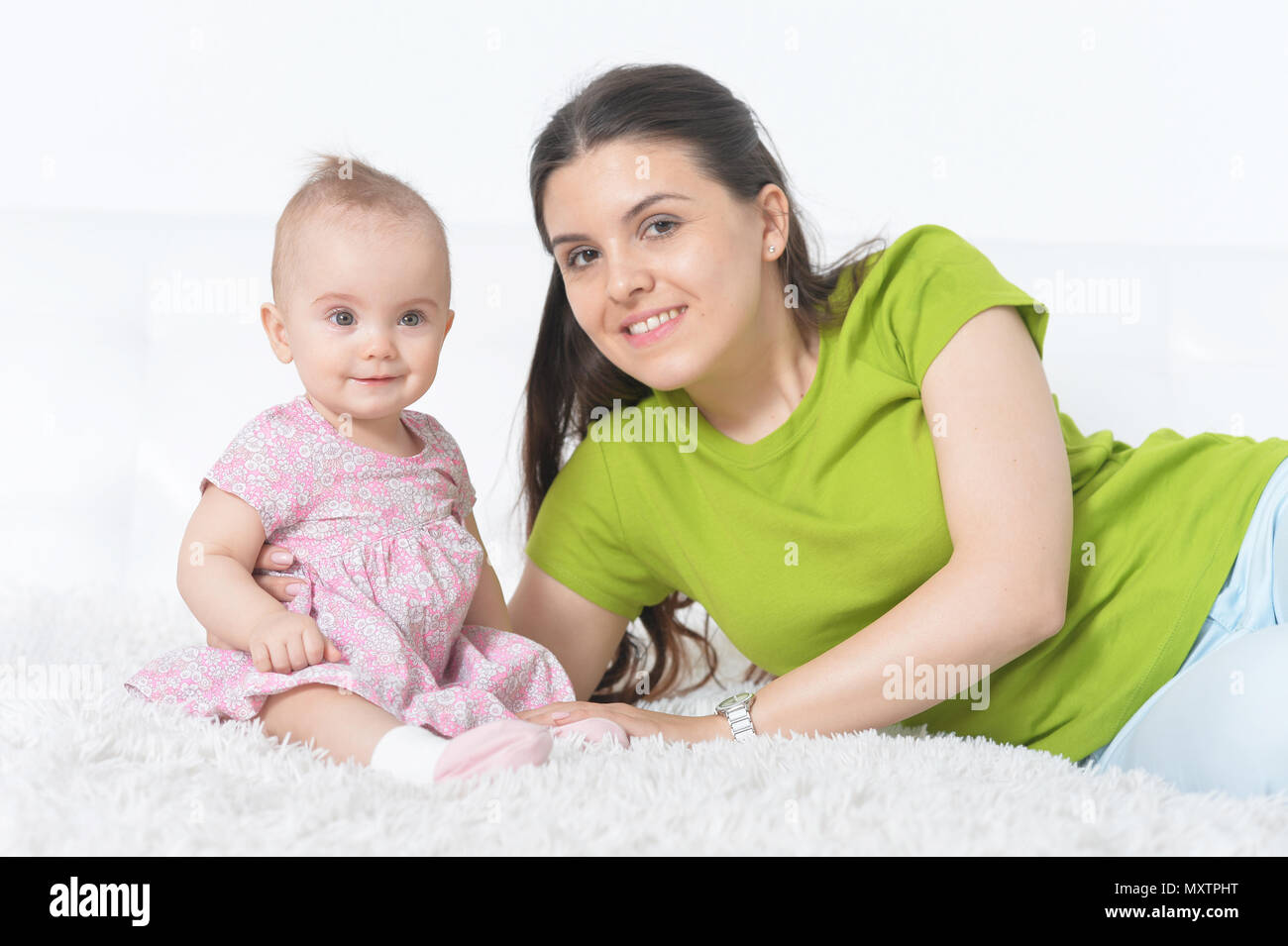 young woman with  baby girl Stock Photo