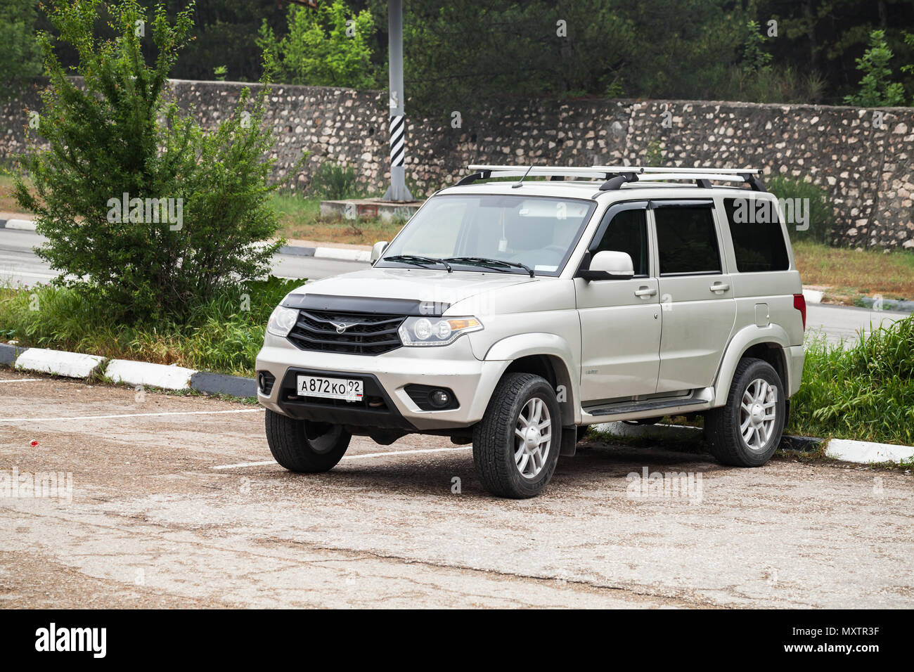 Sevastopol, Crimea - May 8, 2018: UAZ Patriot, mid-size SUV produced by UAZ division of SeverstalAvto in Ulyanovsk, Russia Stock Photo