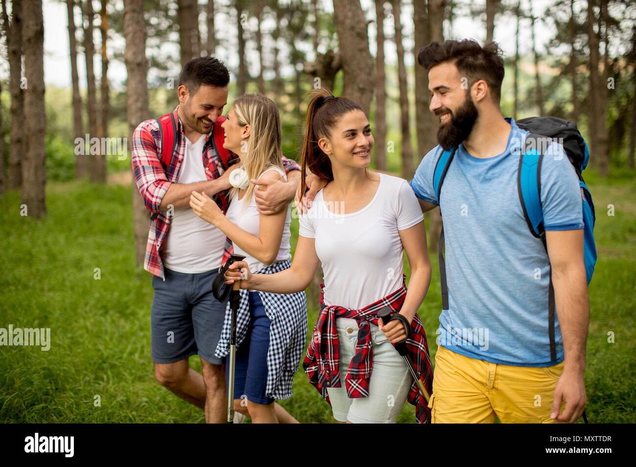 Group young people hike hi-res stock photography and images - Alamy