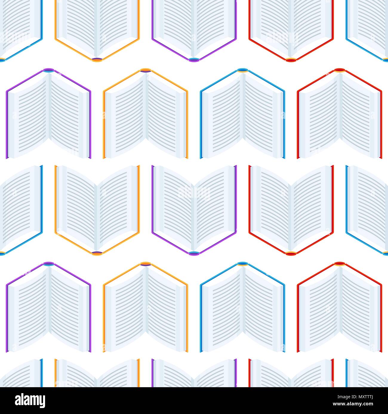 Seamless pattern with isometric books. Stock Vector