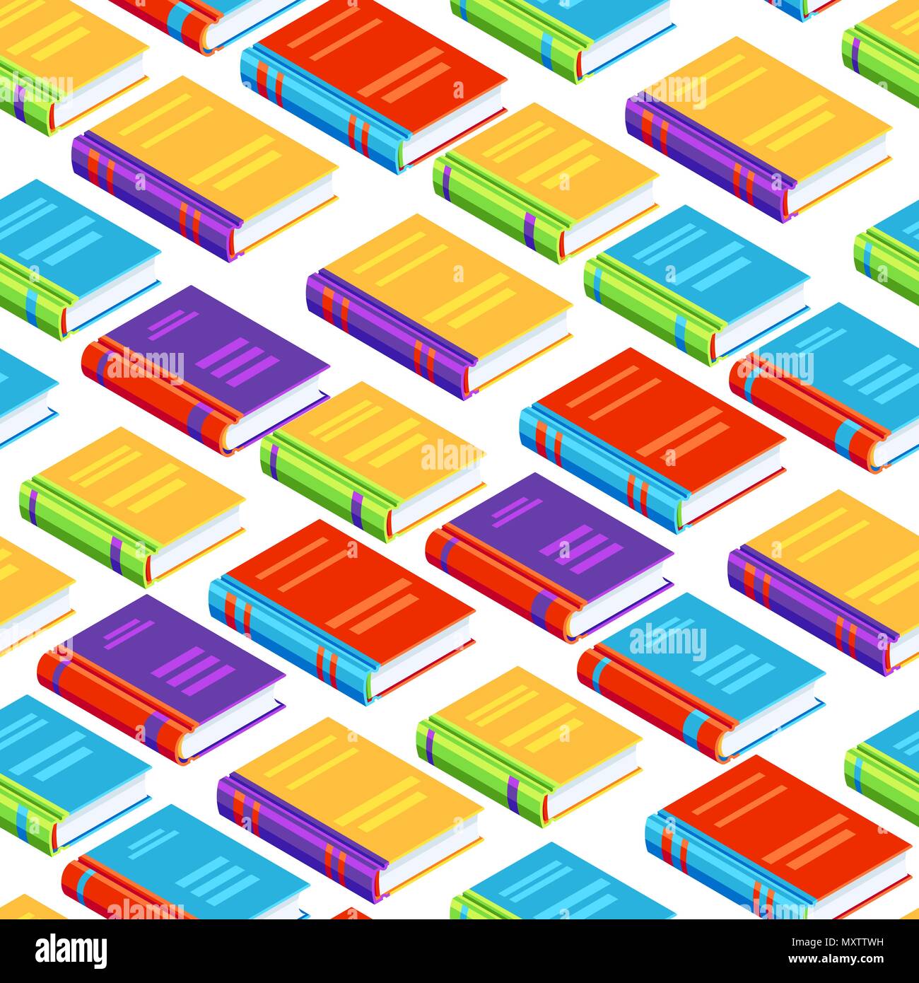 Seamless pattern with isometric books. Stock Vector