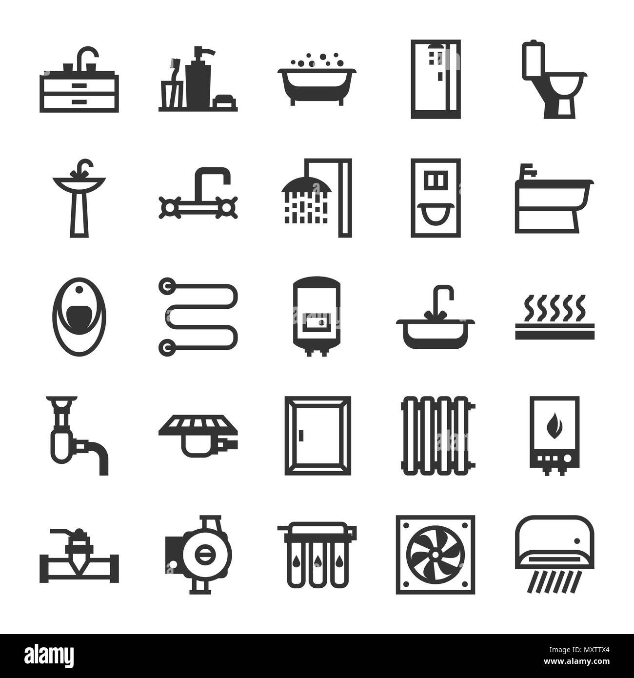 Plumbing icon set. Stock Vector