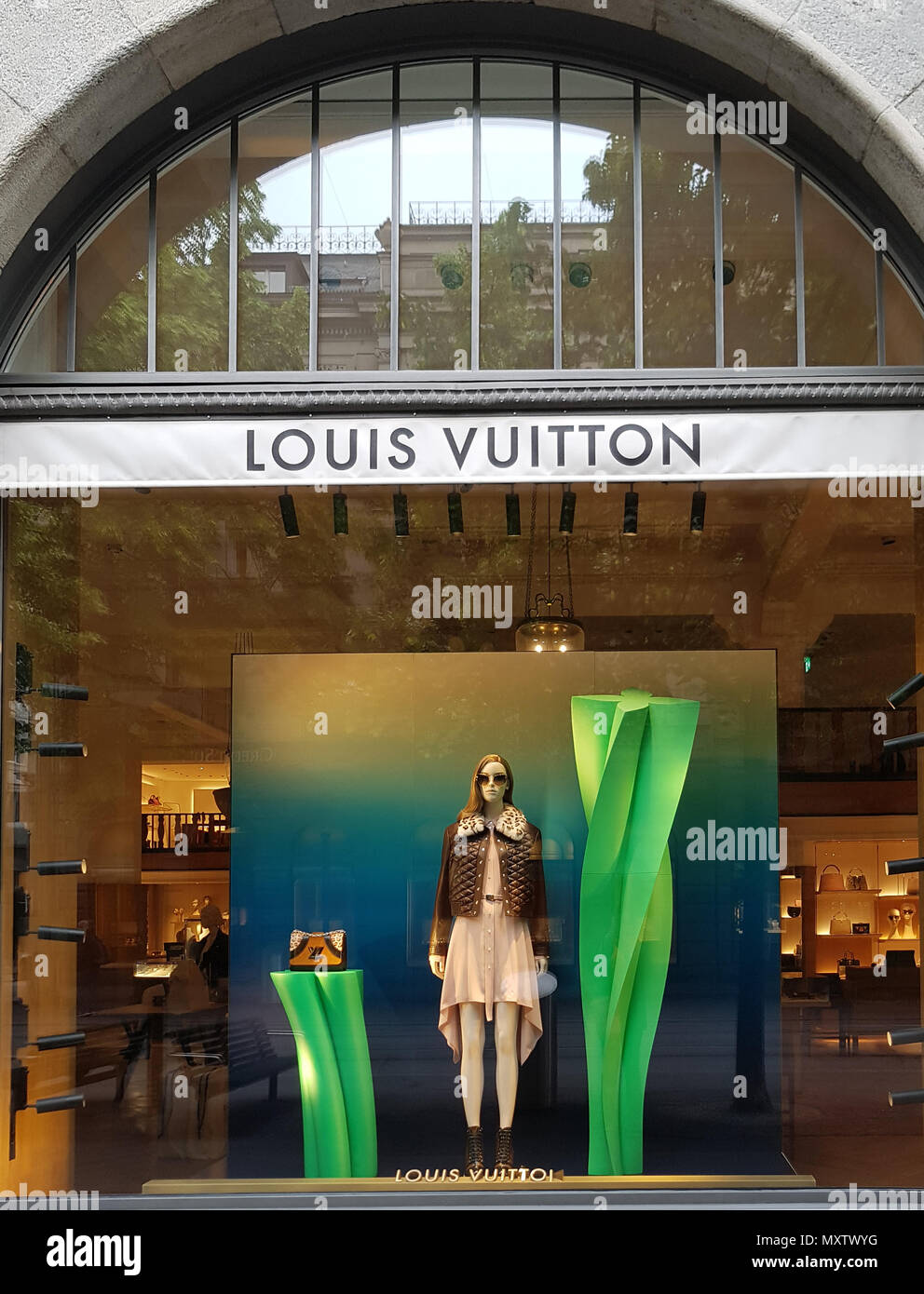 ZURICH, SWITZERLAND - MAY 18, 2018: View at Louis Vuitton shop in