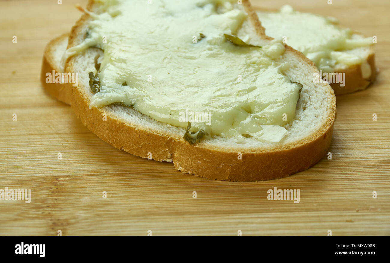 Spinach Artichoke French Bread close up Stock Photo Alamy