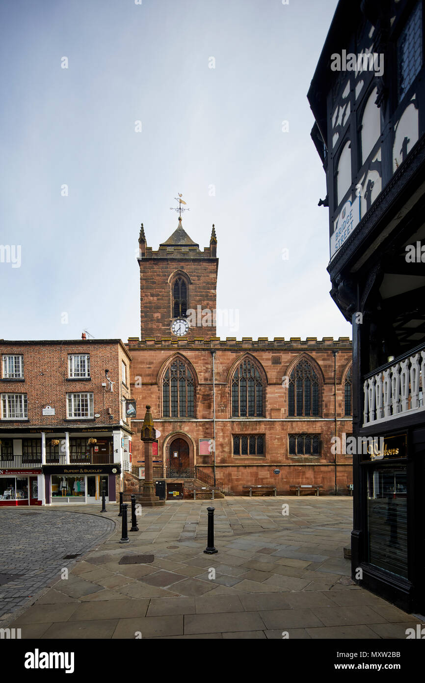 Red sandstone gothic, Landmark St Peters Church, The Cross, Chester