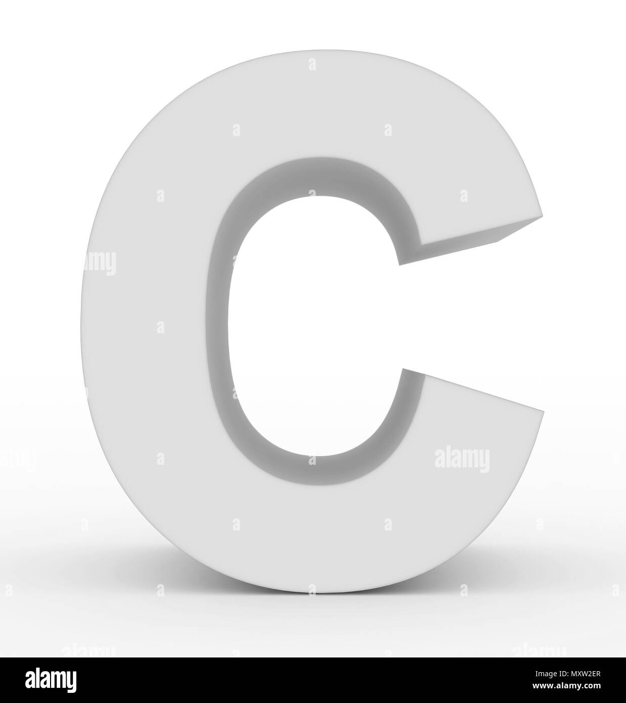 letter C 3d clean white isolated on white - 3d rendering Stock Photo ...