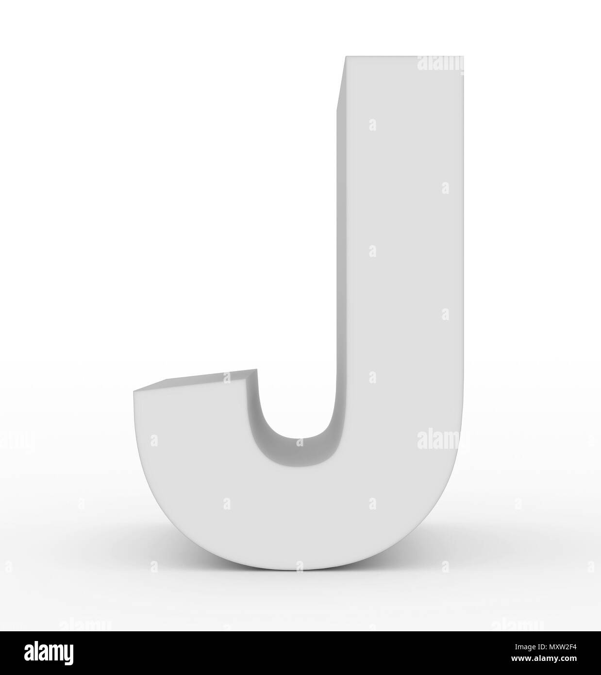letter J 3d white isolated on white - 3d rendering Stock Photo - Alamy