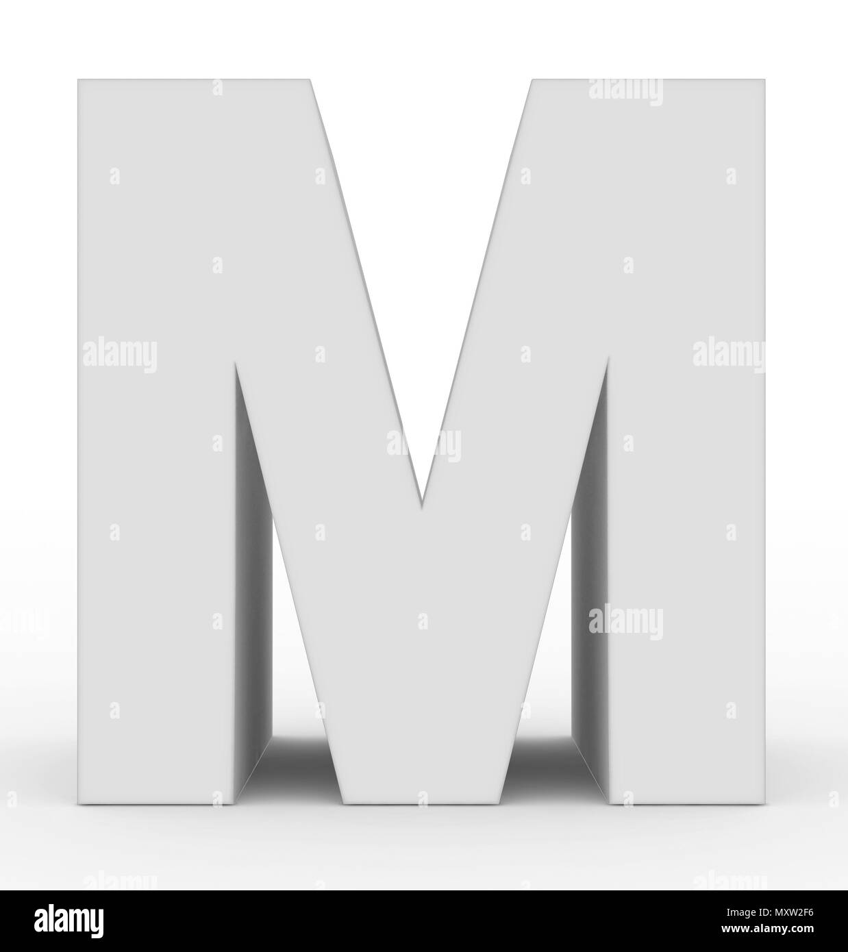 letter M 3d white isolated on white - 3d rendering Stock Photo - Alamy