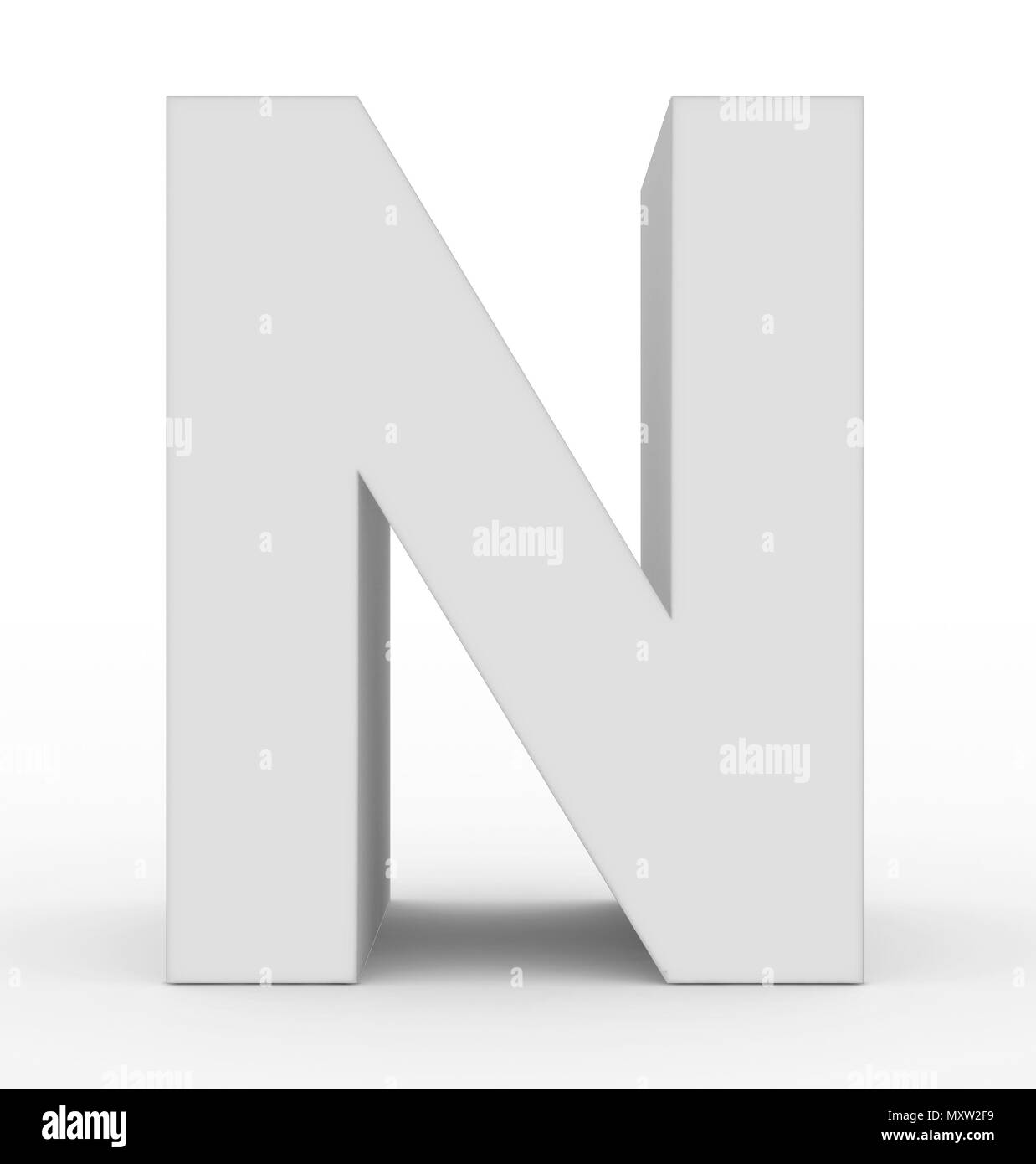 letter N 3d white isolated on white - 3d rendering Stock Photo - Alamy