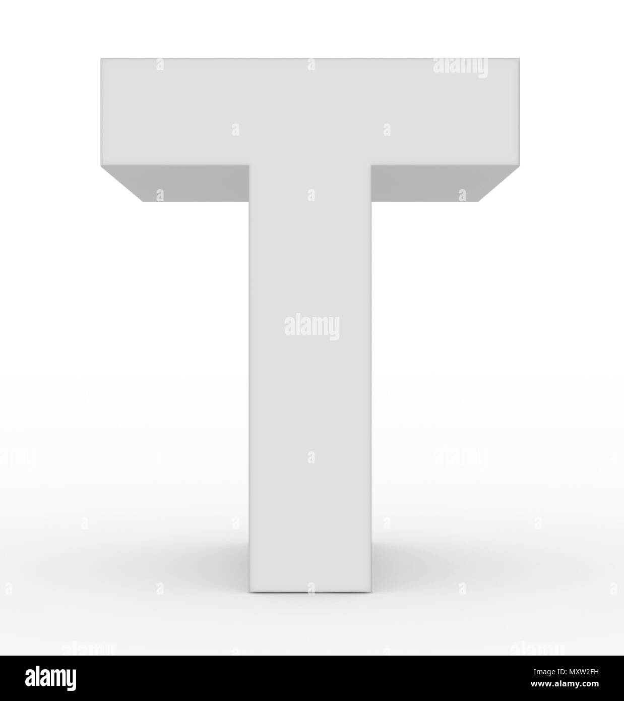 letter T 3d white isolated on white - 3d rendering Stock Photo - Alamy