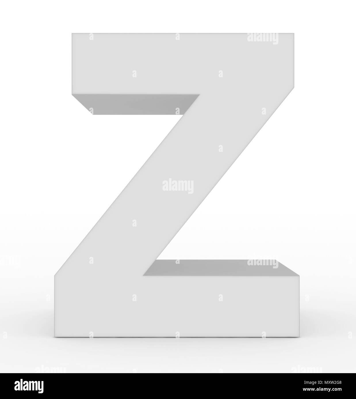 letter Z 3d white isolated on white - 3d rendering Stock Photo