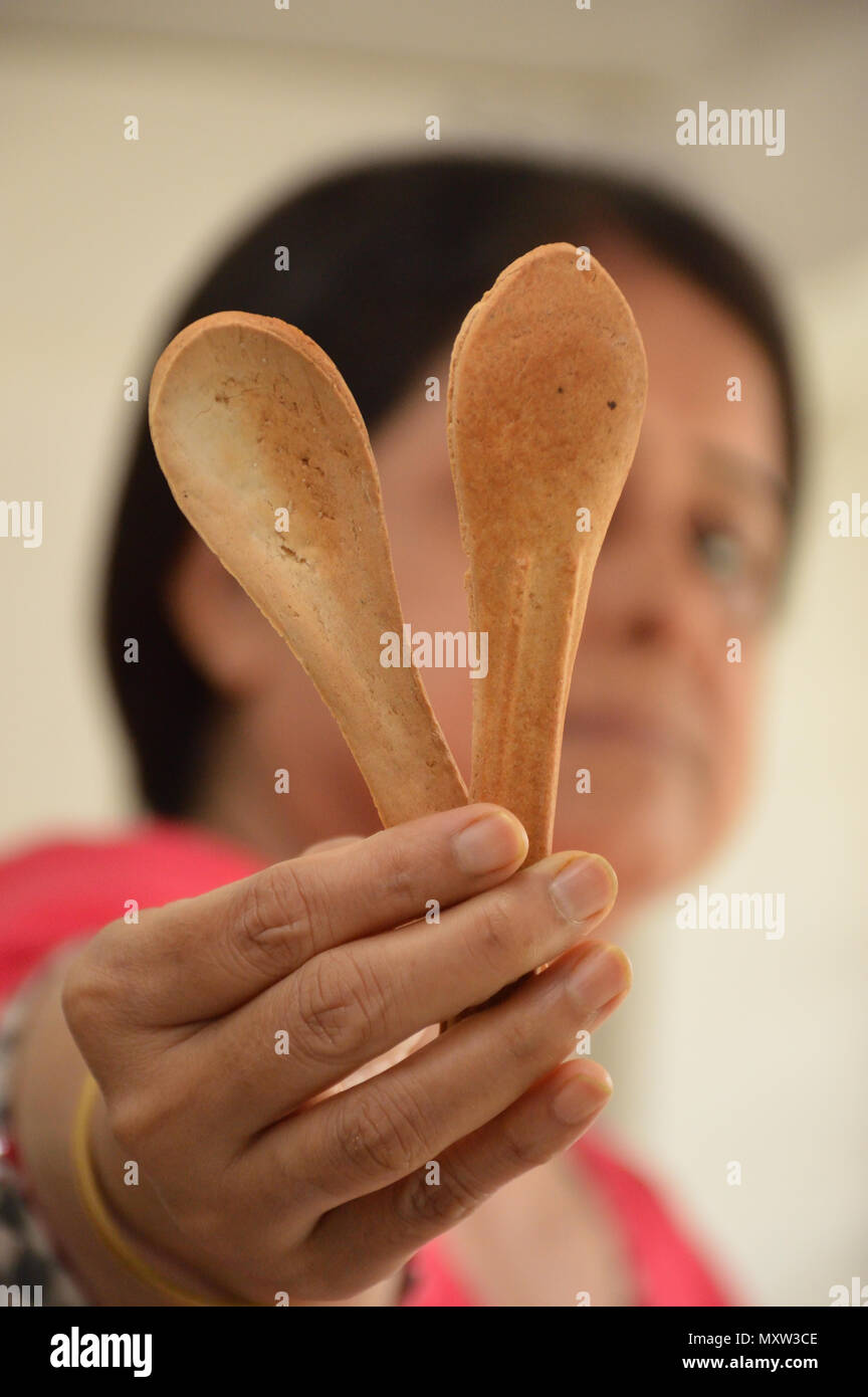 Edible spoon, Kolkata Stock Photo Alamy