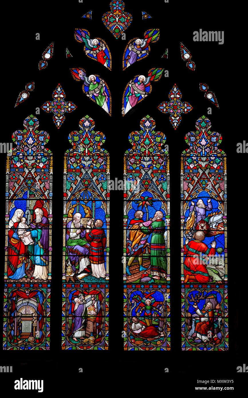 interior Chester Cathedral, Cheshire, England, stained glass window