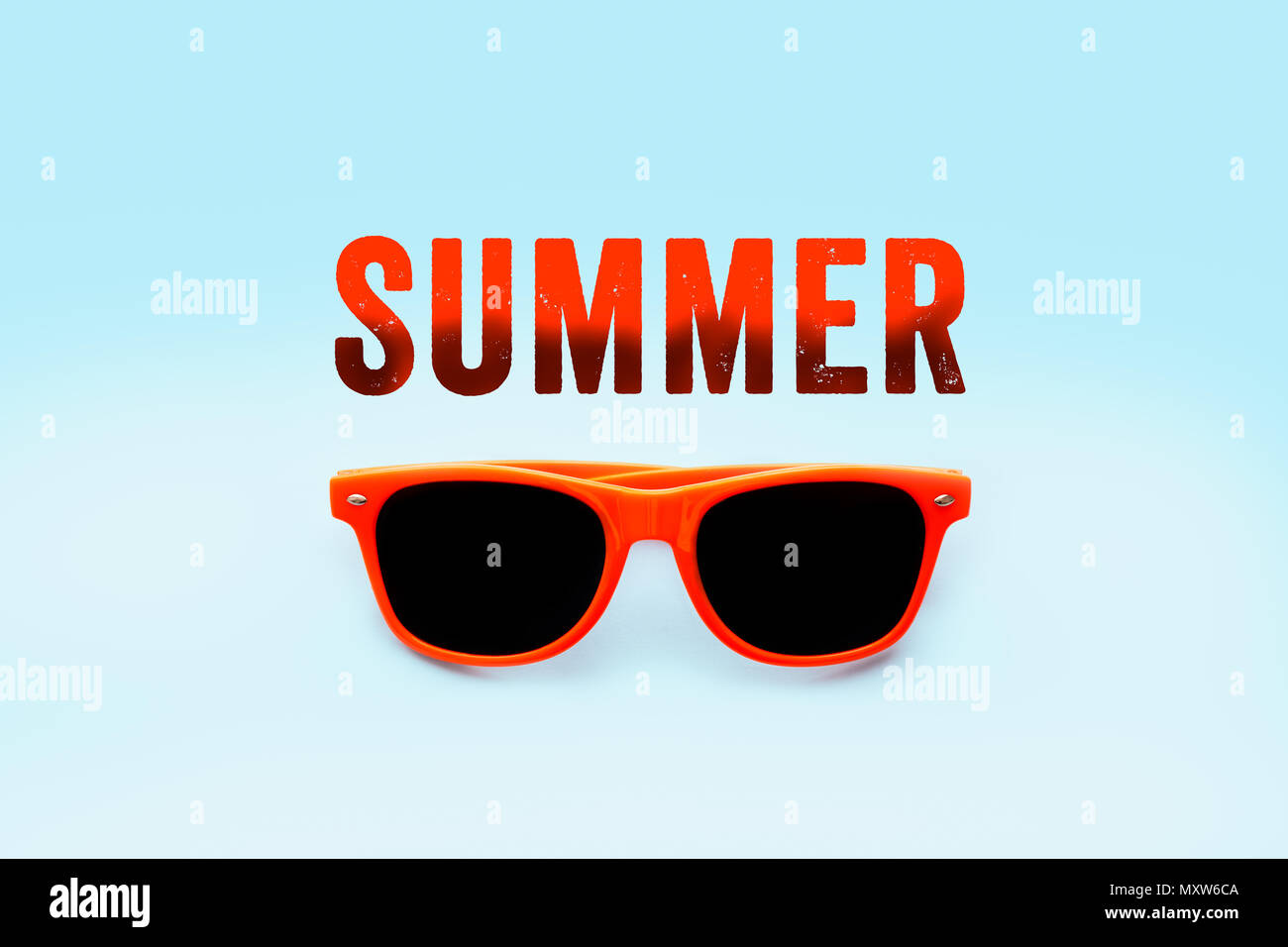 Summer Orange Text Message And Orange Sunglasses Isolated In