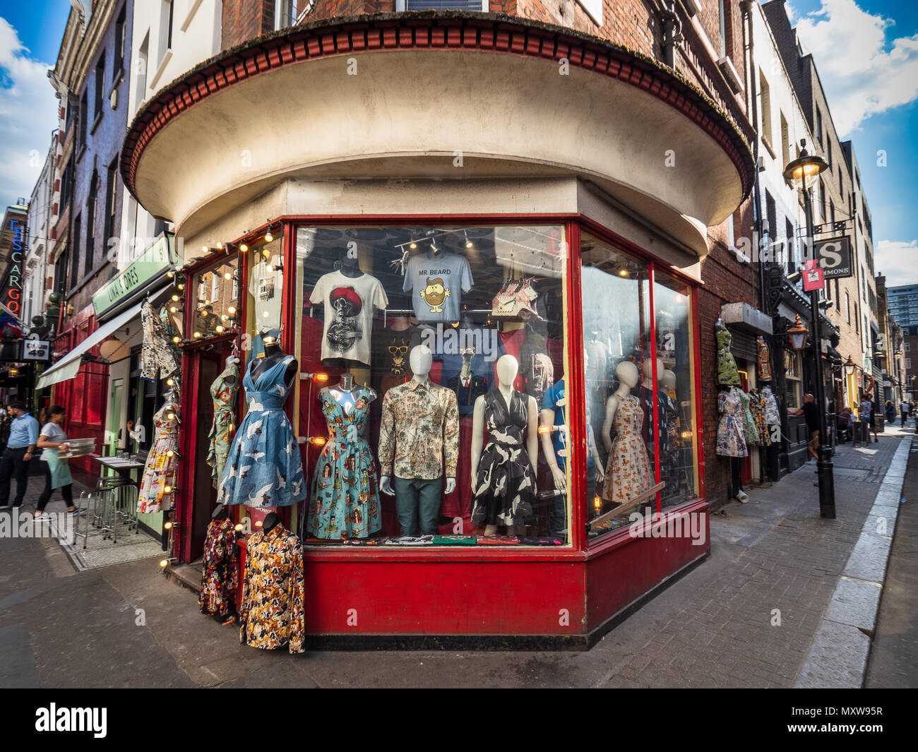 Vintage Soho London - Classical Soho - a vintage Clothes shop in London's Fashionable and stylish Soho district Stock Photo