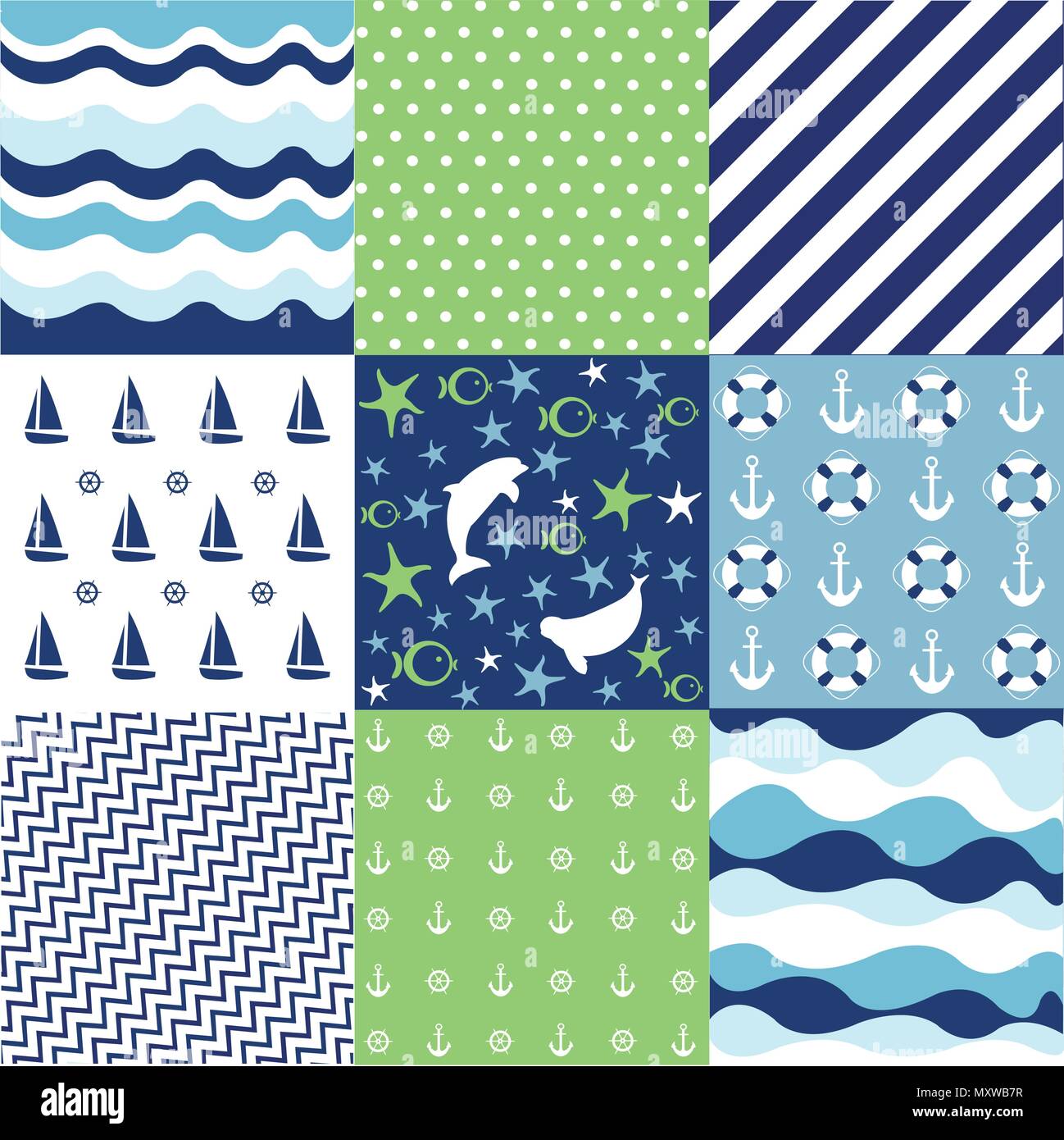 Seamless pattern with nautical elements Stock Vector