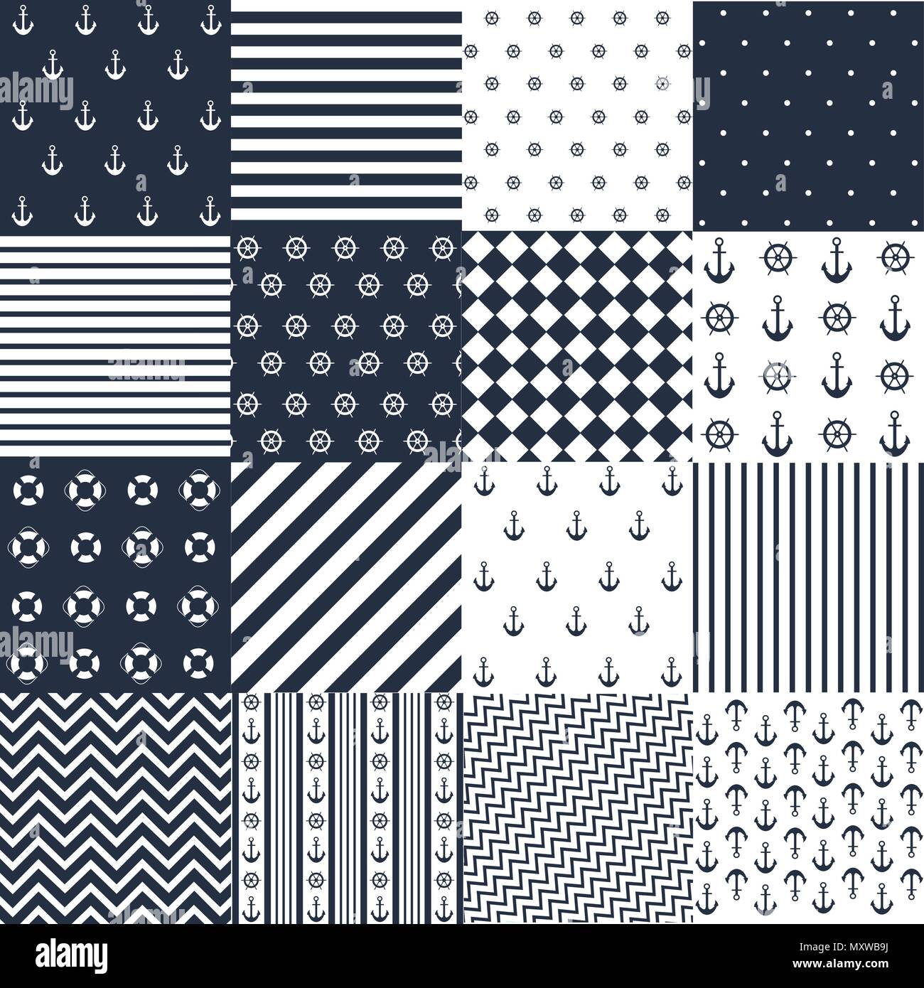 Seamless pattern with nautical elements Stock Vector