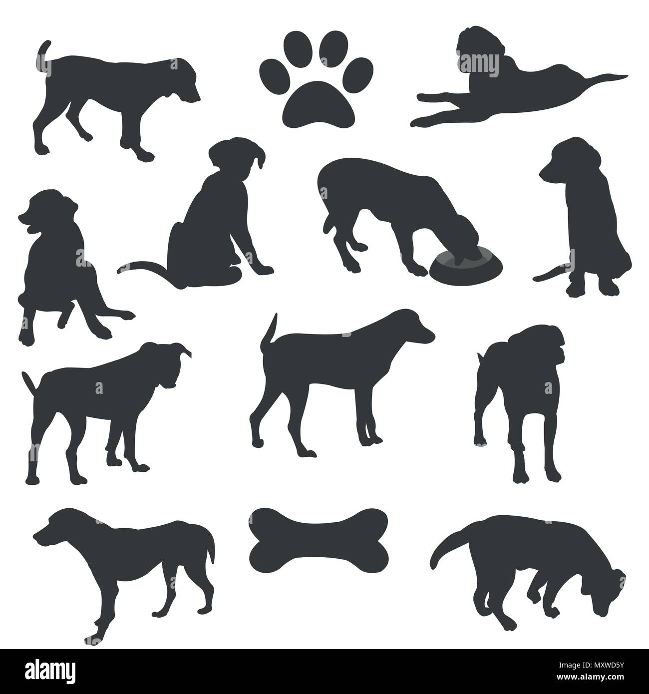 Black silhouettes of dogs Stock Vector Image & Art - Alamy