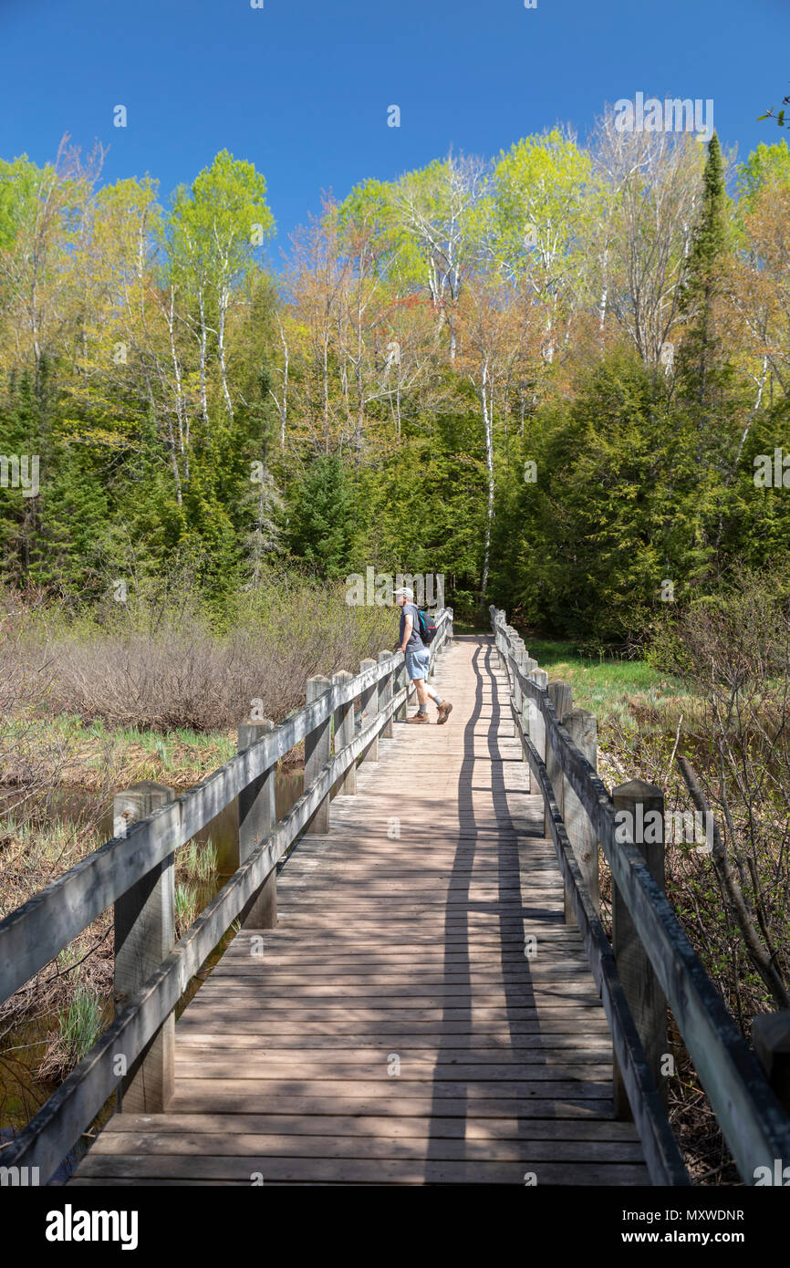 Ontonagon, Michigan A foot bridge carries the North Mirror Lake Trail