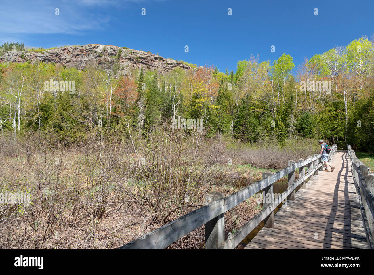 Ontonagon, Michigan A foot bridge carries the North Mirror Lake Trail
