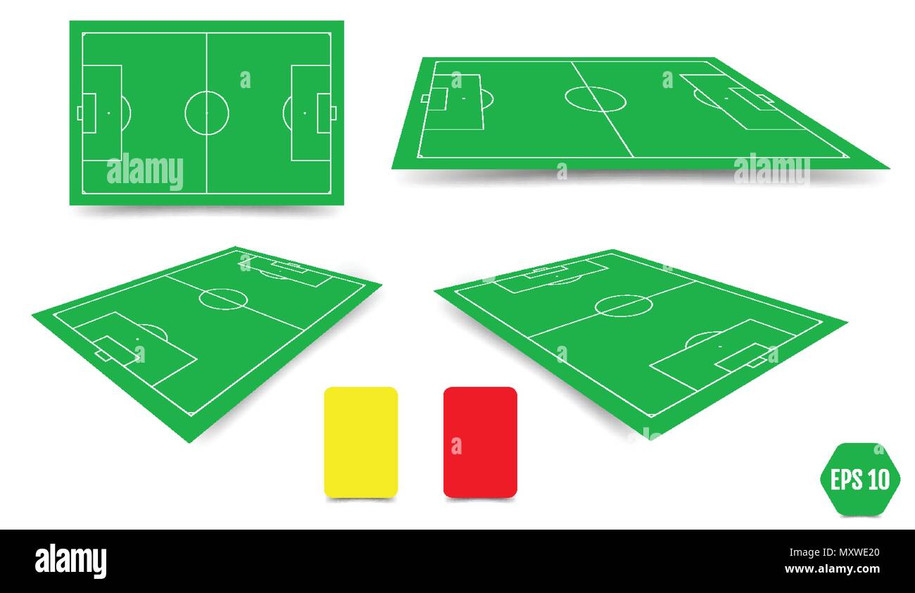 Soccer field collection. Perspective elements. Vector illustration
