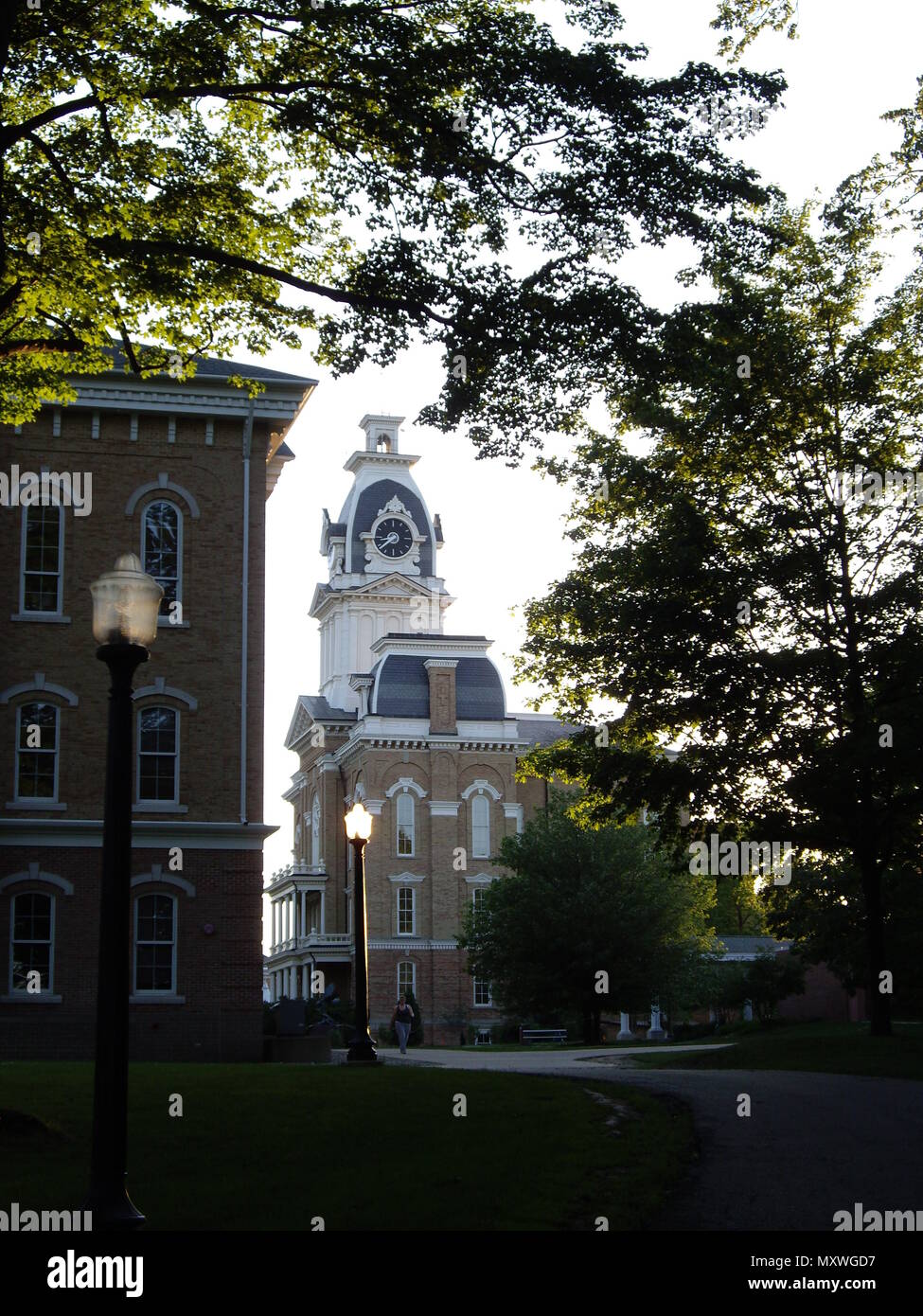 Side view of the Hillsdale College clock tower Stock Photo Alamy