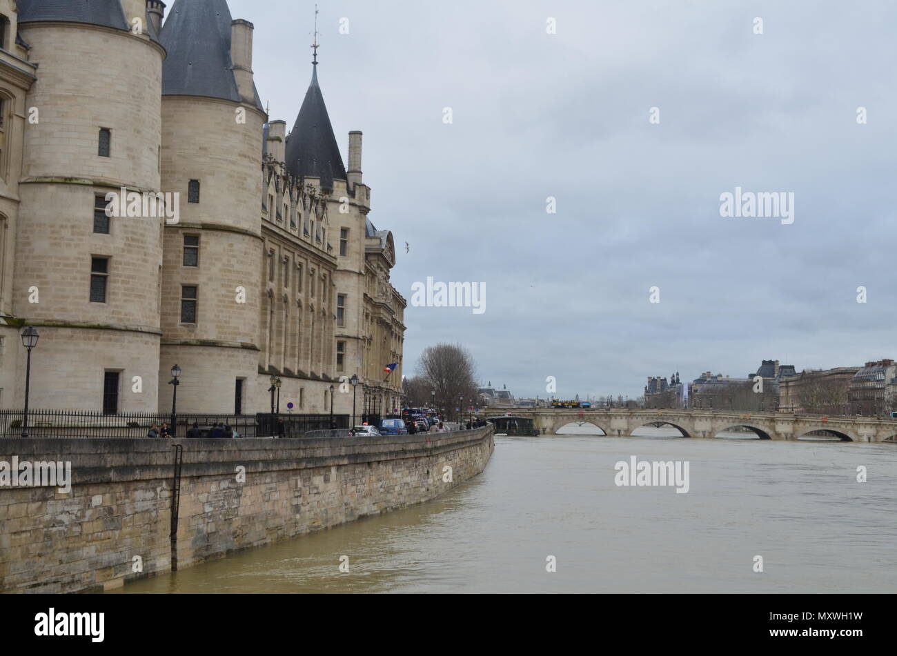 Paris River Castle Stock Photo