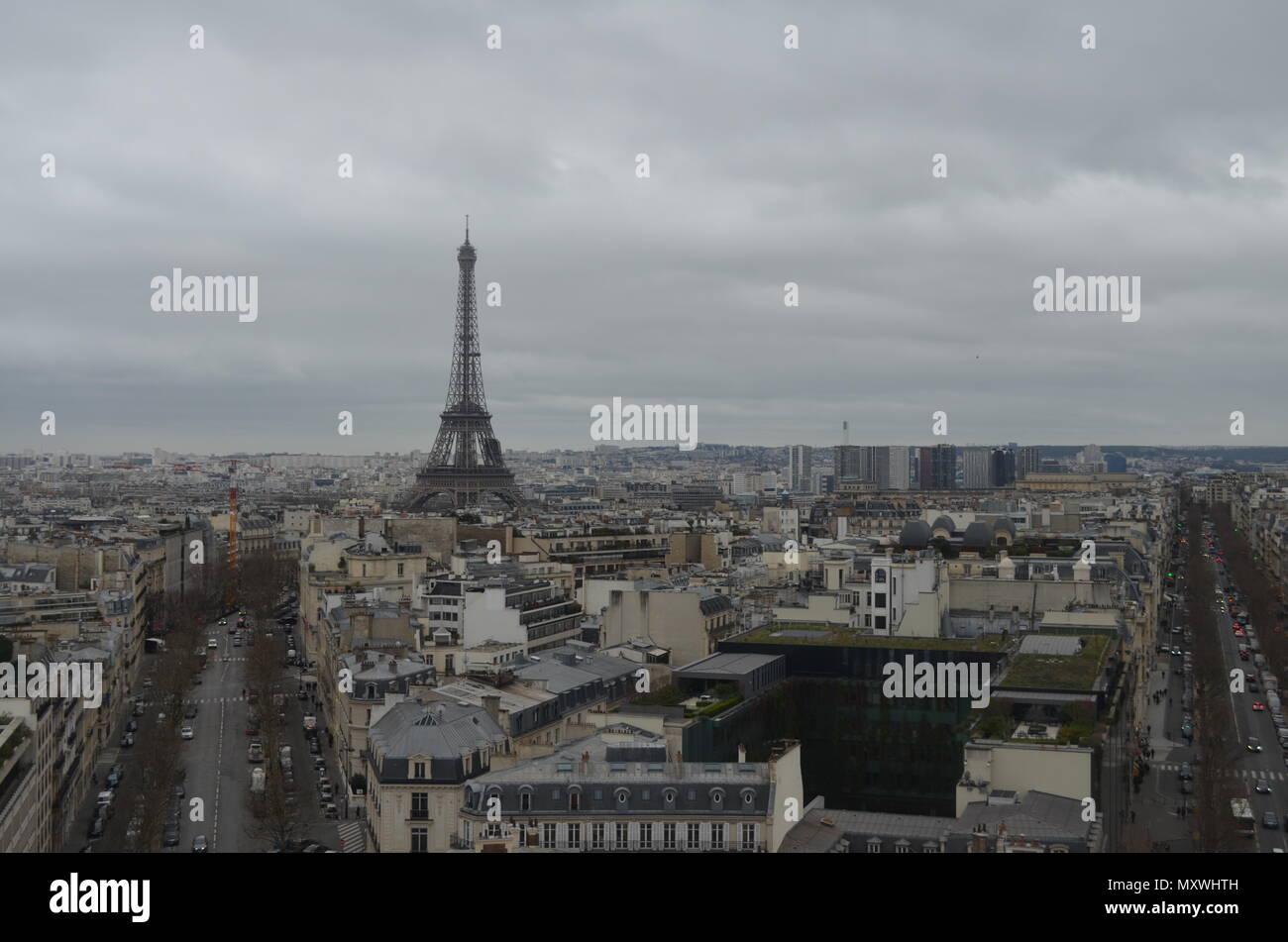 Paris Tower Clouds Stock Photo