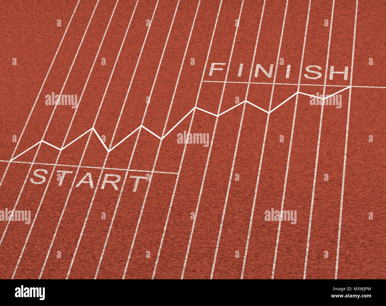 Financial planning and business plan as a track and field with a finance profit chart as an economic wealth strategy in a 3D illustration style. Stock Photo