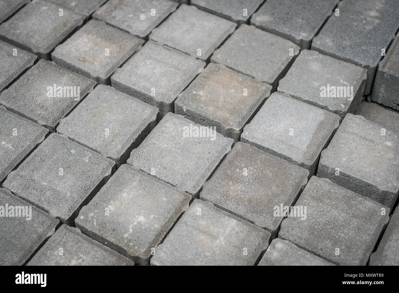 tiled cobble stones, pavement stone -  construction industry - Stock Photo